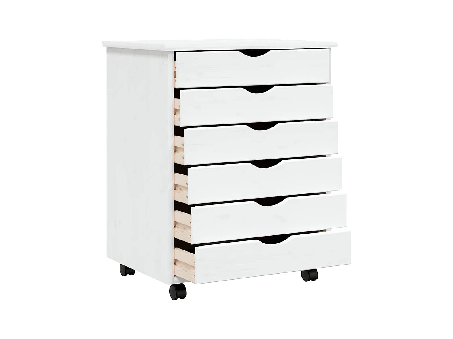 Ladekast MOSS verrijdbaar massief grenenhout wit