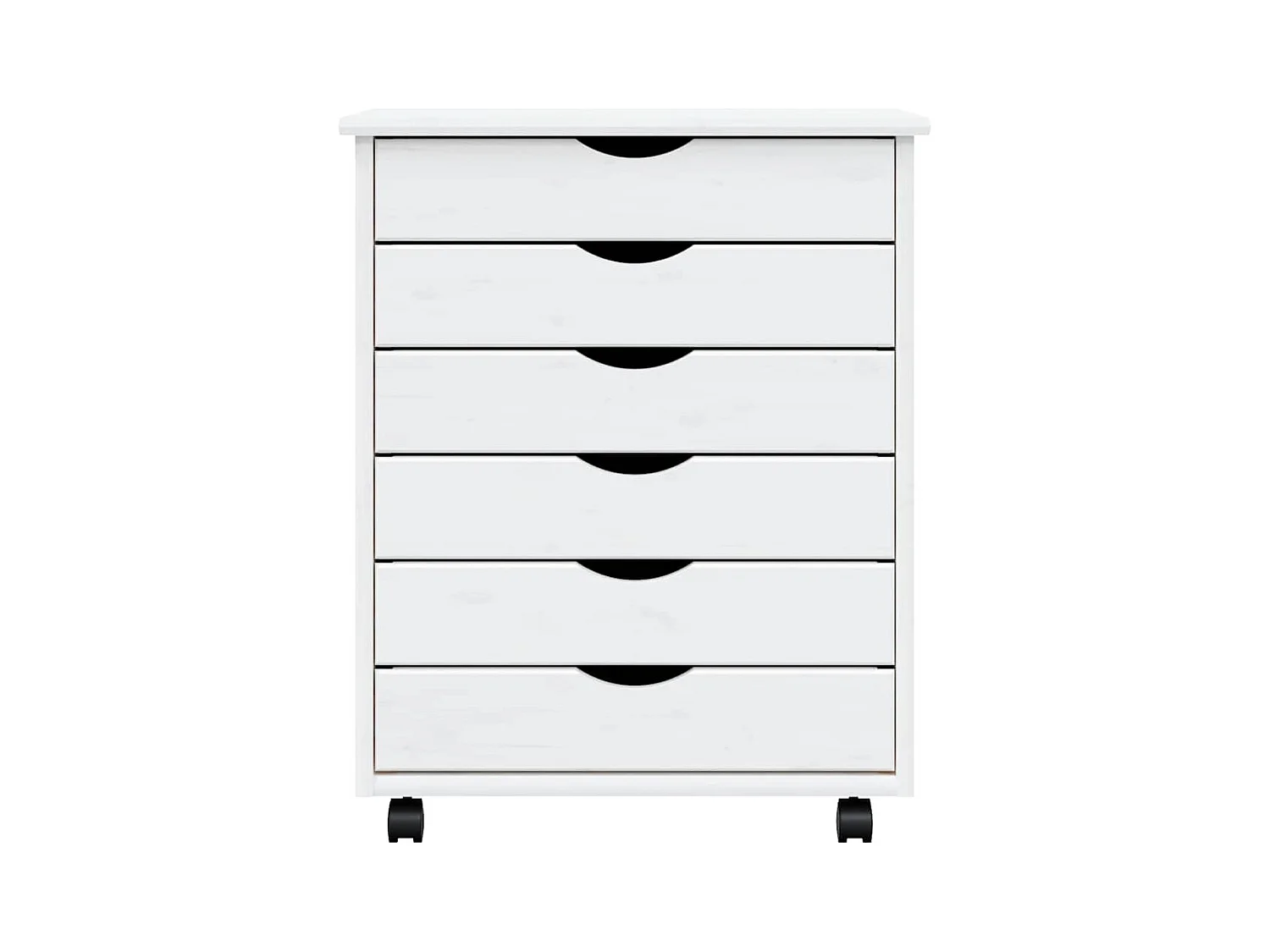 Ladekast MOSS verrijdbaar massief grenenhout wit