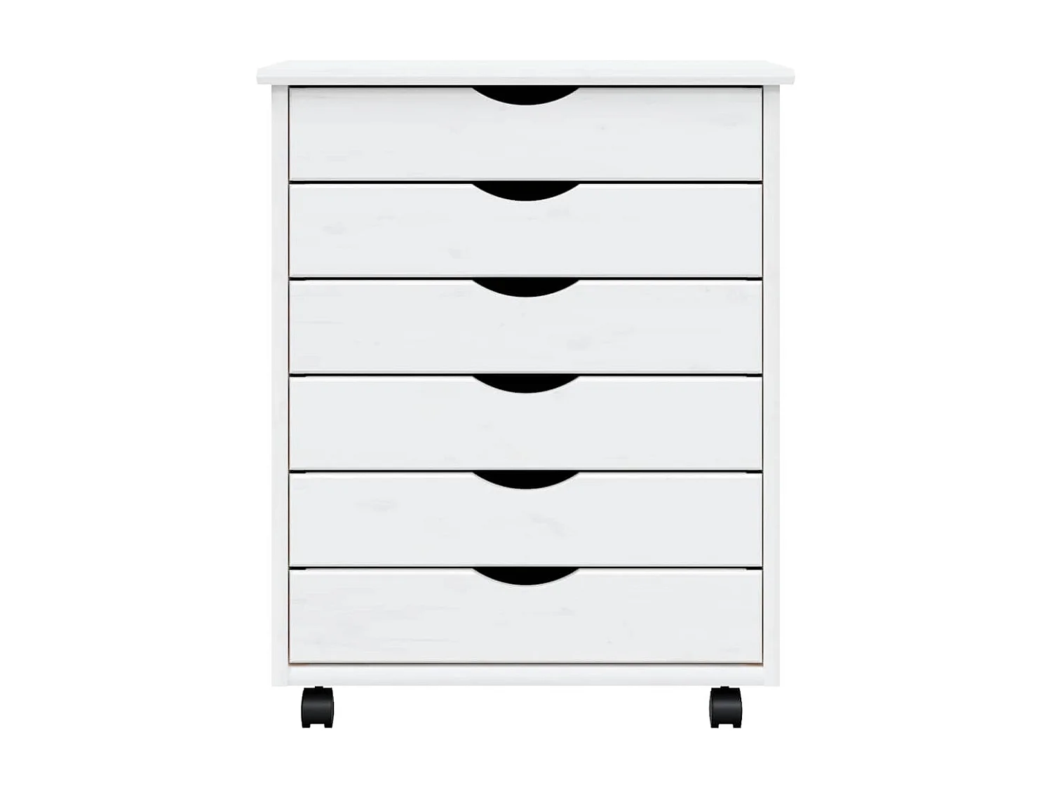 Armoire roulante avec tiroirs MOSS blanc bois de pin solide