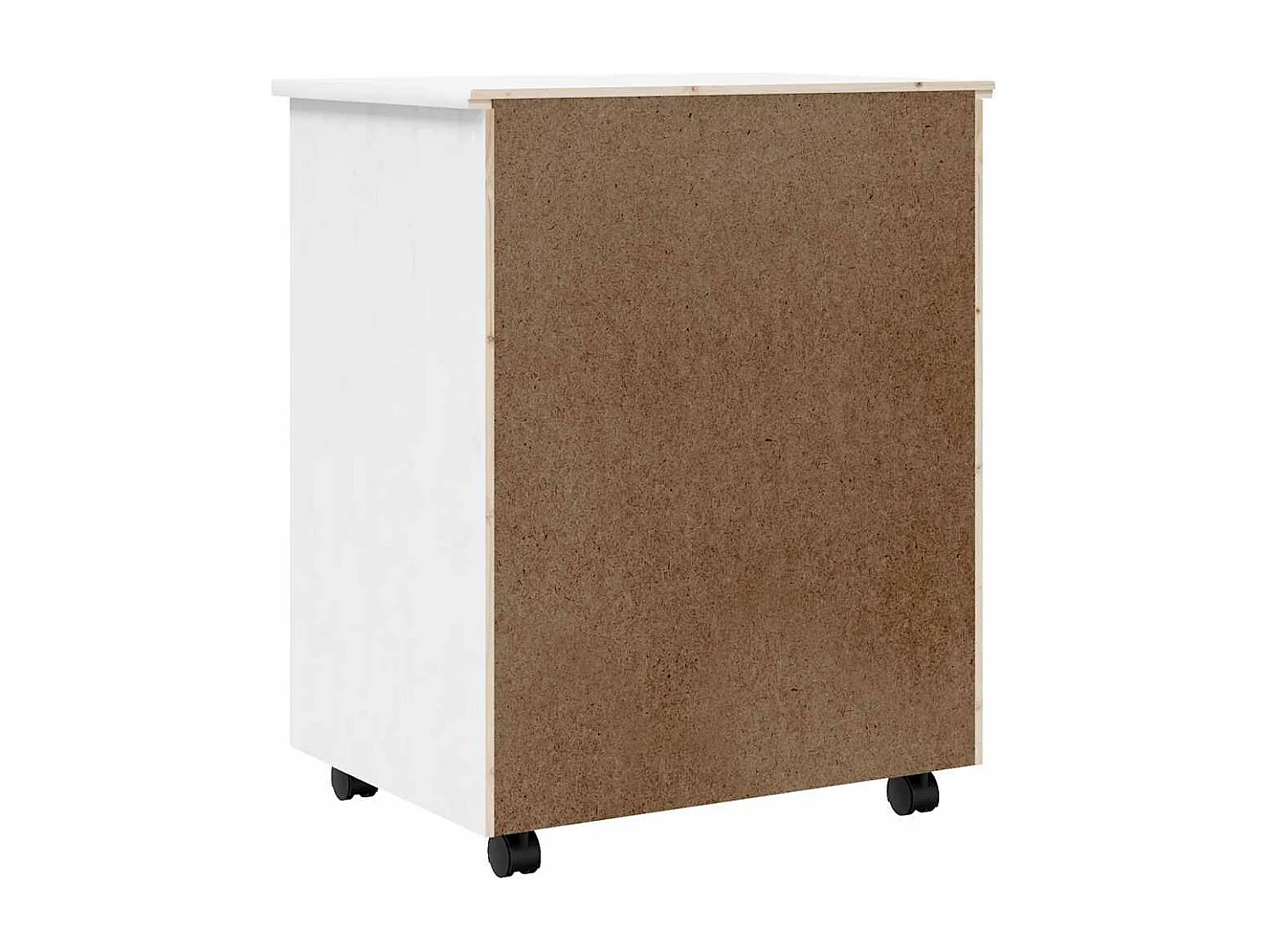 Armoire roulante avec tiroirs MOSS blanc bois de pin solide