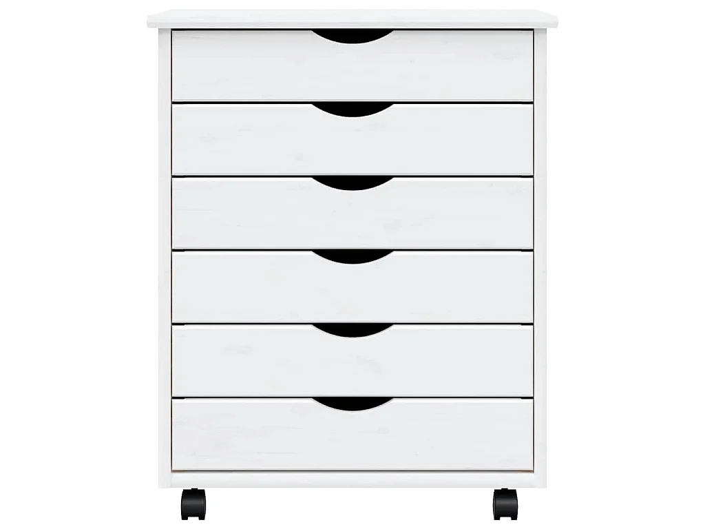 Armoire roulante avec tiroirs MOSS blanc bois de pin solide