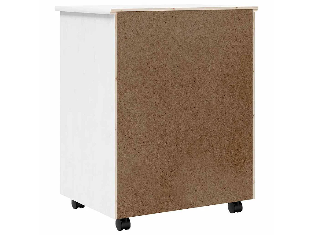 Armoire roulante avec tiroirs MOSS blanc bois de pin solide
