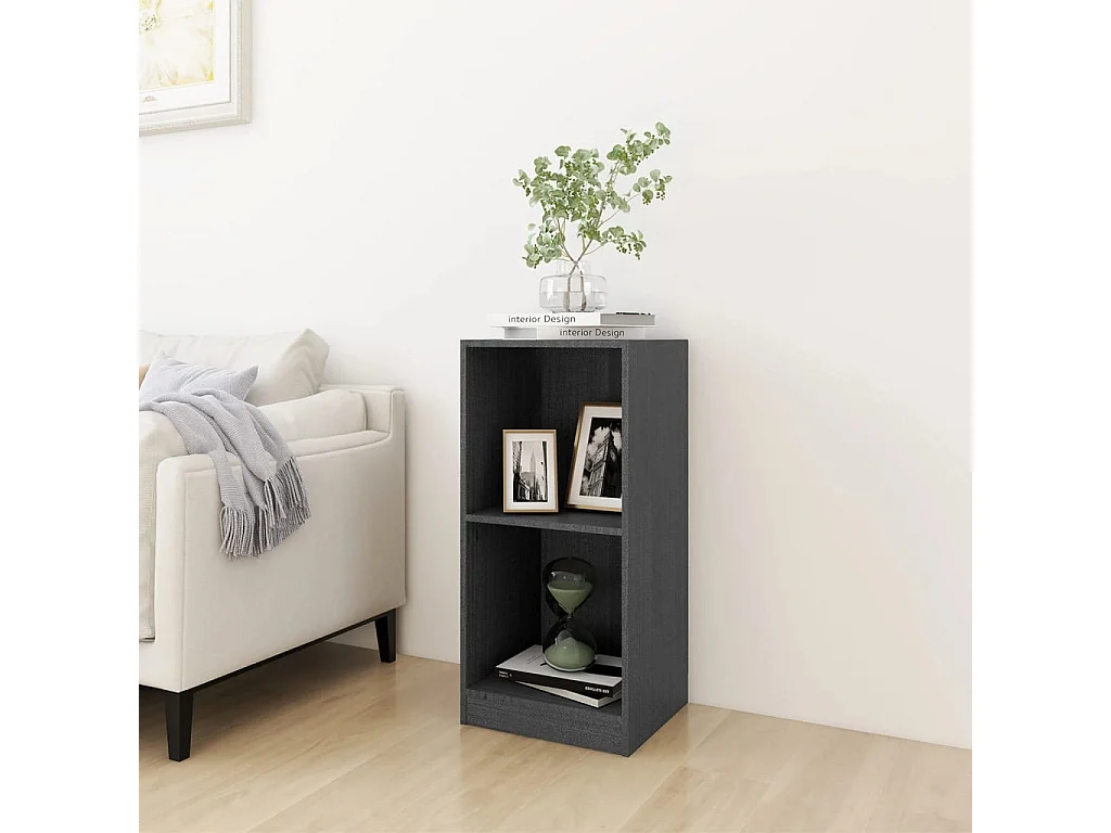 Armoire d'appoint gris 35,5x33,5x76 cm bois de pin massif