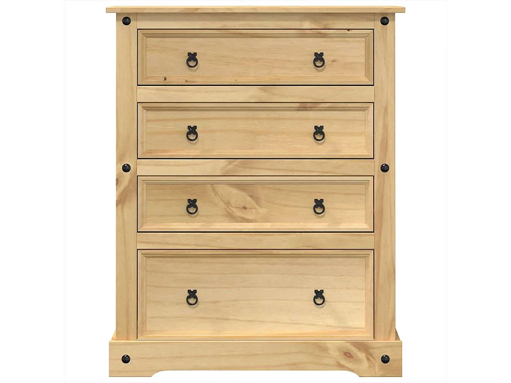 Cassettiera Corona 92x48x120 cm in Legno Massello di Pino