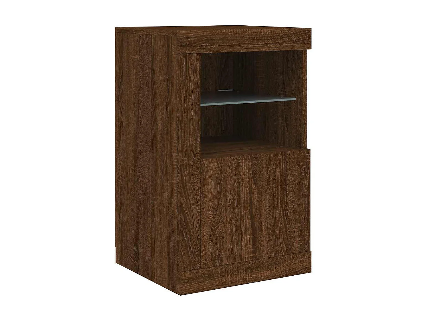 Beistellschrank mit LED-Leuchten Braun Eiche Holzwerkstoff