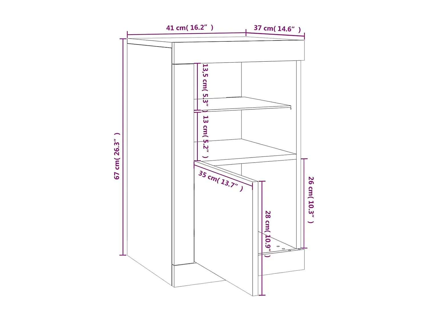 Beistellschrank mit LED-Leuchten Braun Eiche Holzwerkstoff