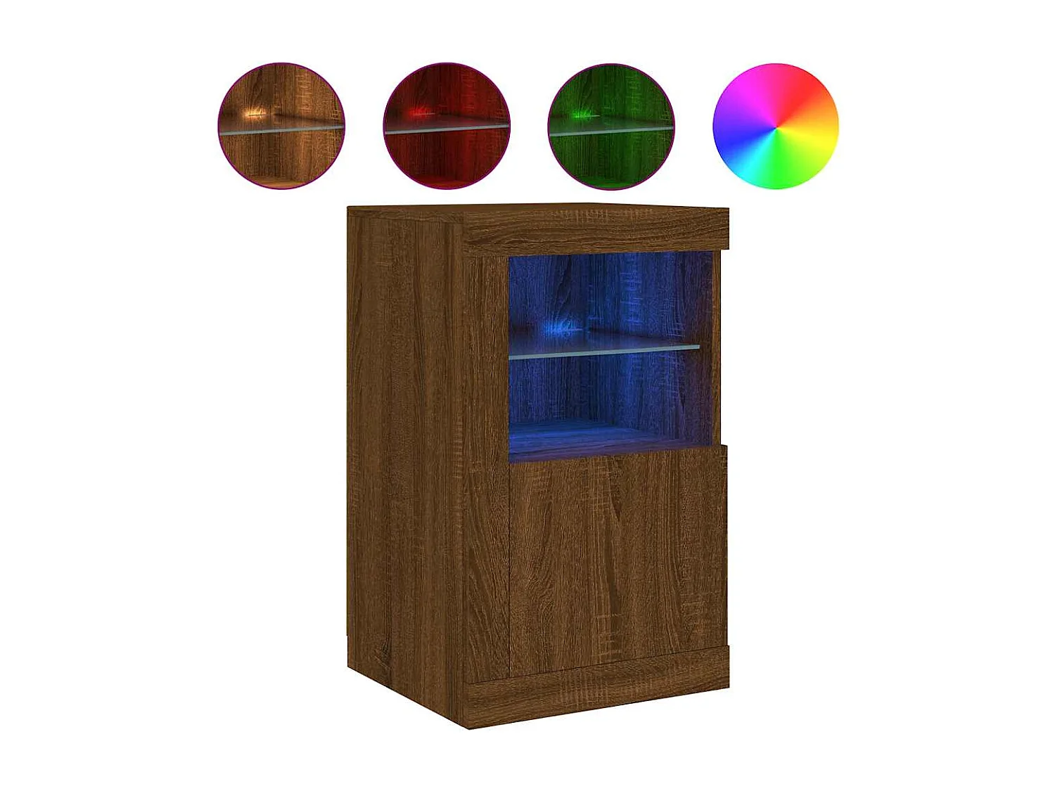 Beistellschrank mit LED-Leuchten Braun Eiche Holzwerkstoff