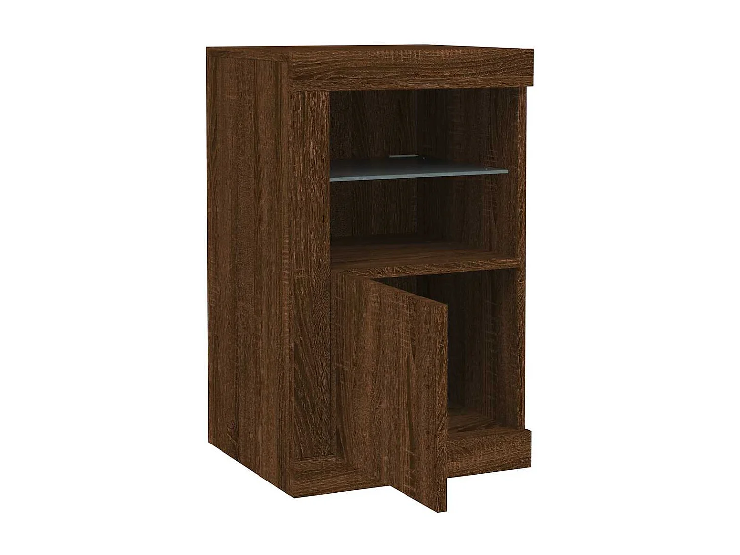 Beistellschrank mit LED-Leuchten Braun Eiche Holzwerkstoff