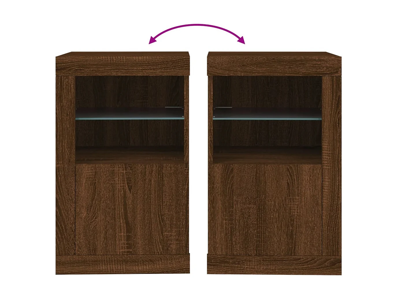 Beistellschrank mit LED-Leuchten Braun Eiche Holzwerkstoff