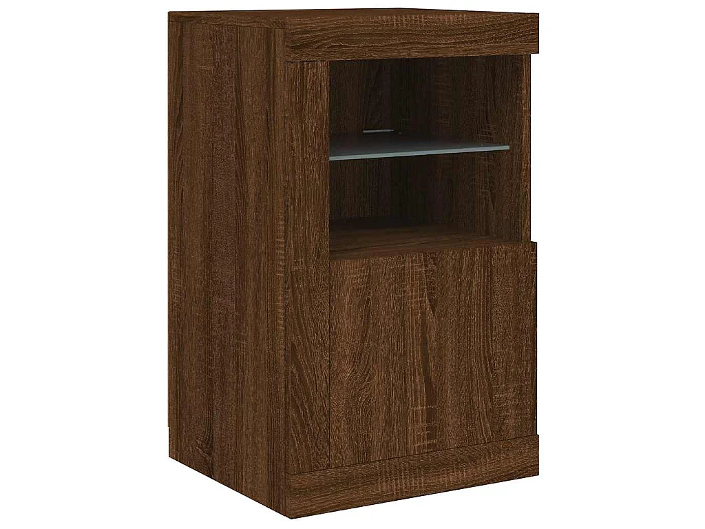 Armoire latérale avec lumières LED chêne marron bois ingénierie