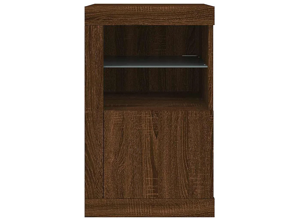 Armoire latérale avec lumières LED chêne marron bois ingénierie
