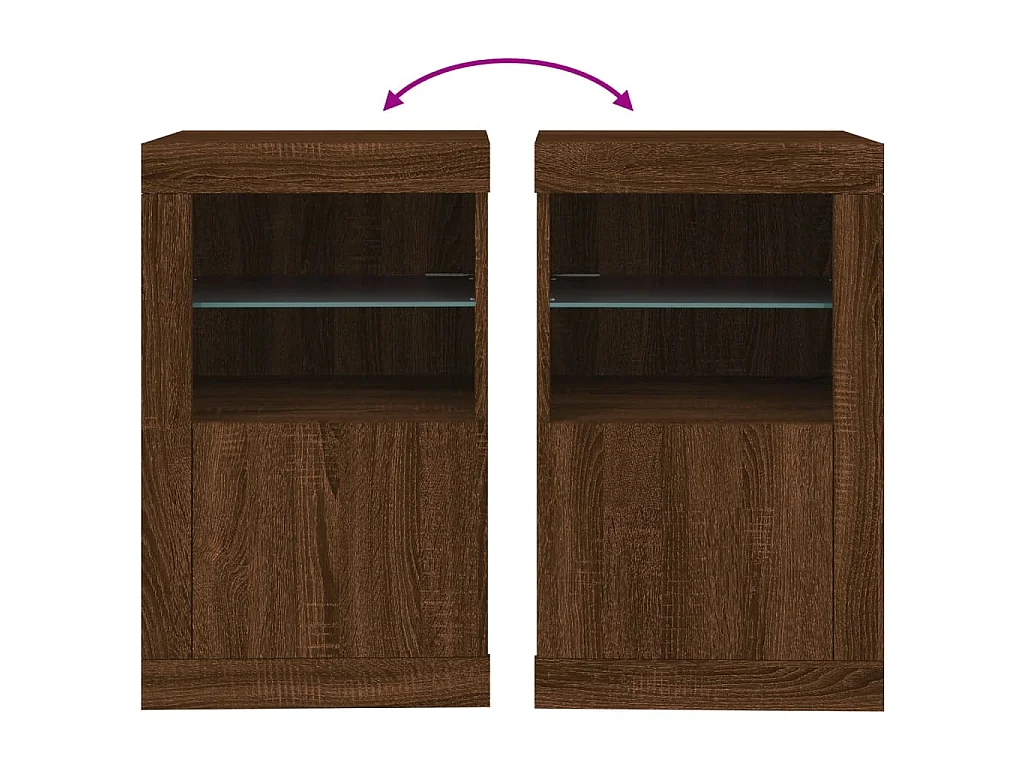 Armoire latérale avec lumières LED chêne marron bois ingénierie