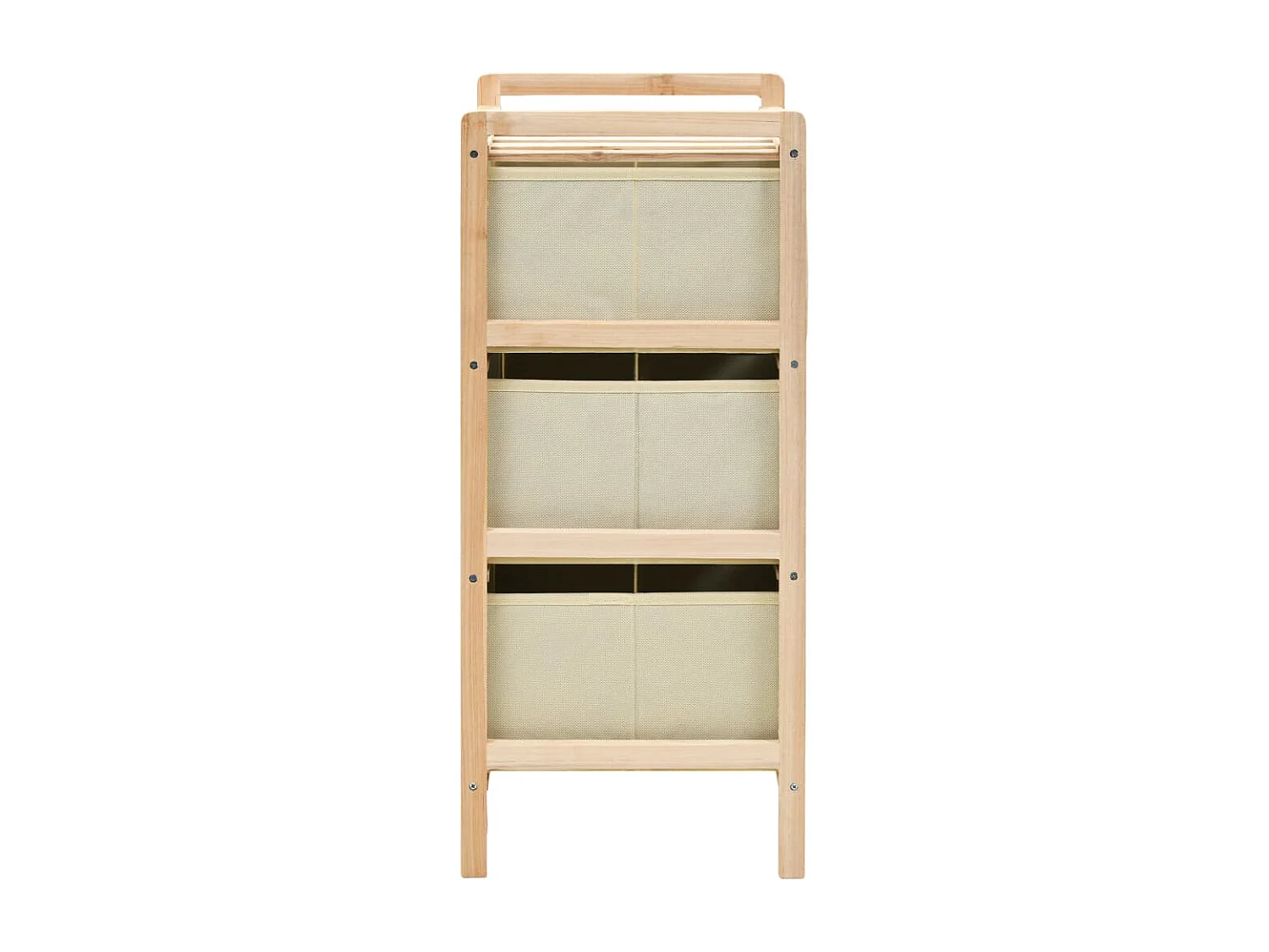 Korb-Kommoden 2 Stk. mit 3 Stoffkörben Zedernholz Beige