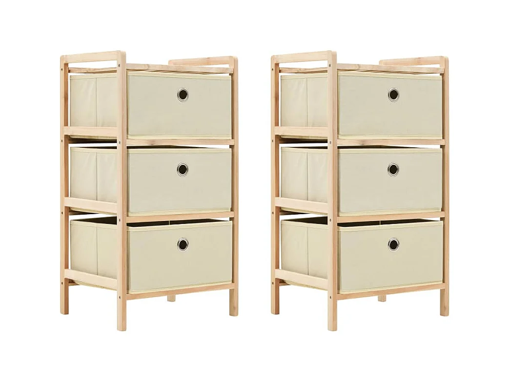 Étagères de rangement avec 3 paniers en tissu 2 pcs beige cèdre