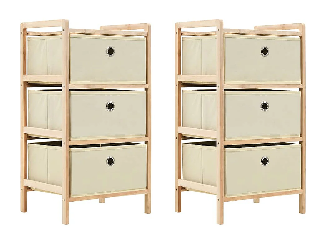 Étagères de rangement avec 3 paniers en tissu 2 pcs beige cèdre