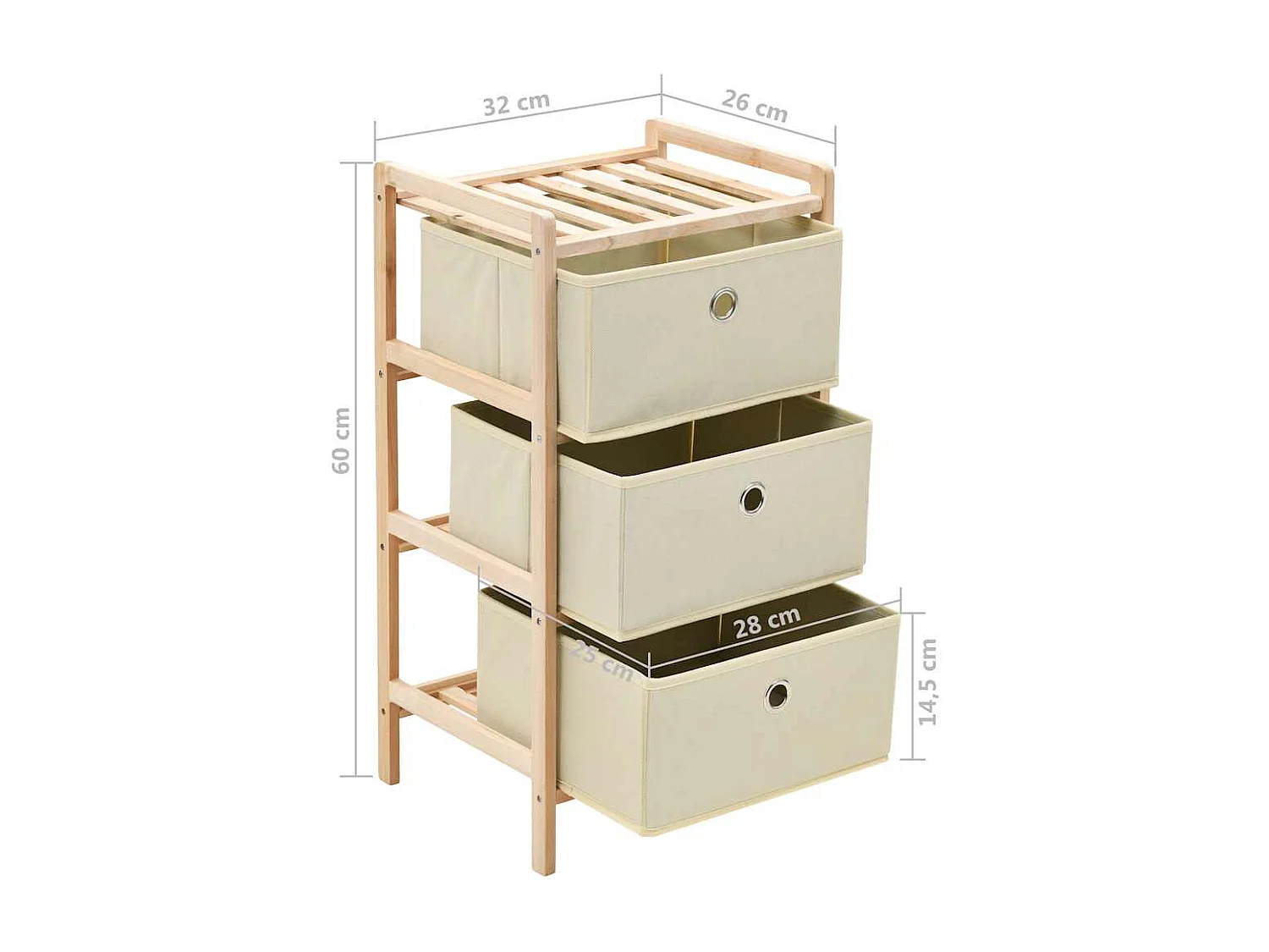 Étagères de rangement avec 3 paniers en tissu 2 pcs beige cèdre