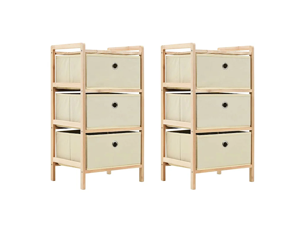 Étagères de rangement avec 3 paniers en tissu 2 pcs beige cèdre