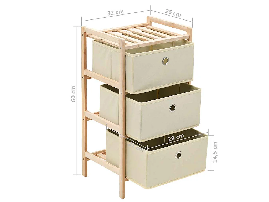 Étagères de rangement avec 3 paniers en tissu 2 pcs beige cèdre