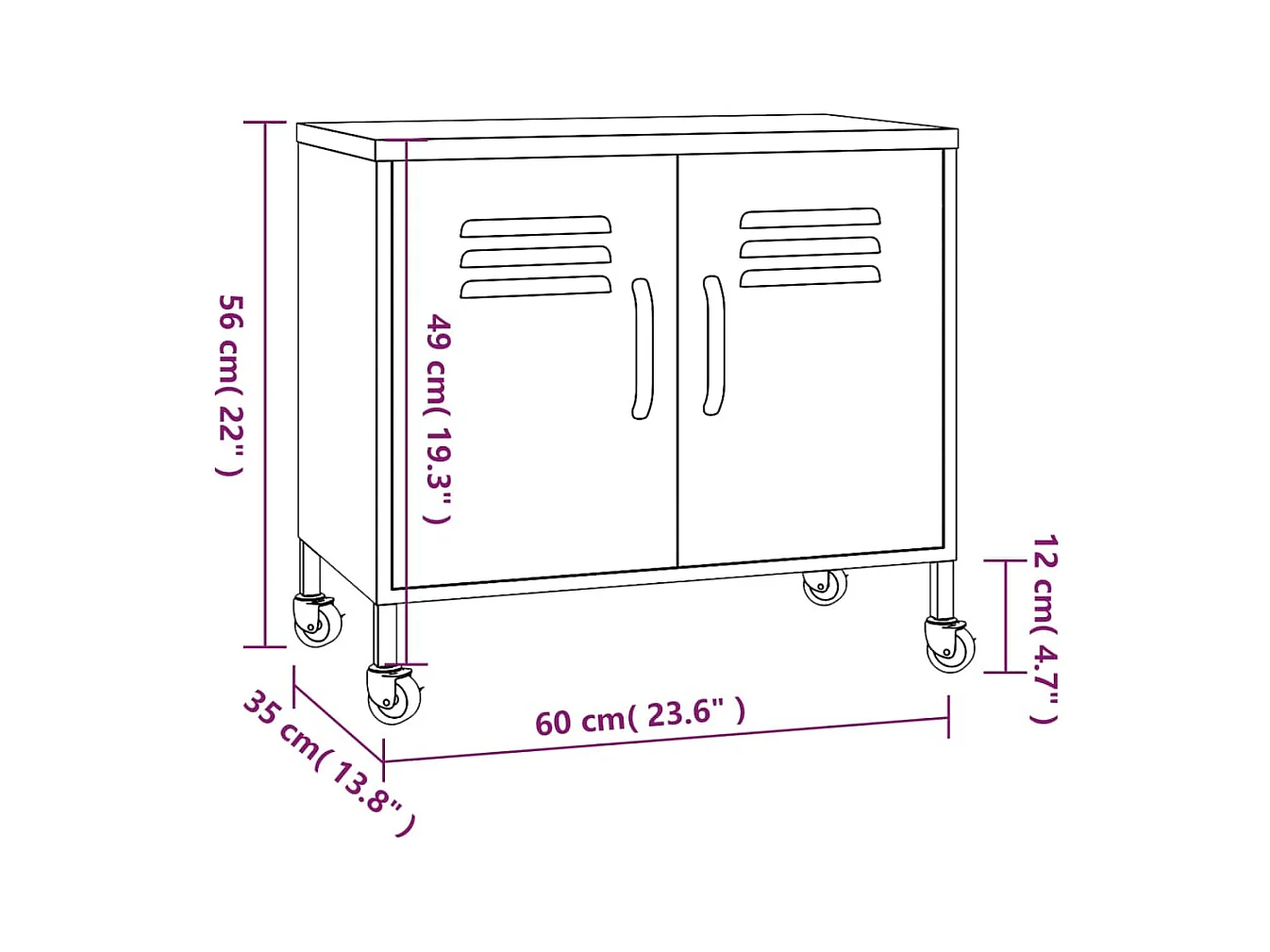 Opbergkast 60x35x56 cm staal oranje