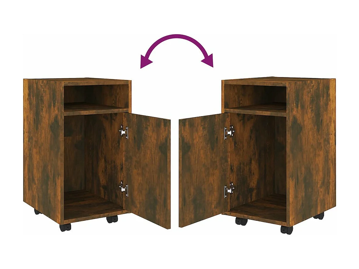 Mobiletto con Ruote Rovere Fumo 33x38x60 cm Legno Multistrato