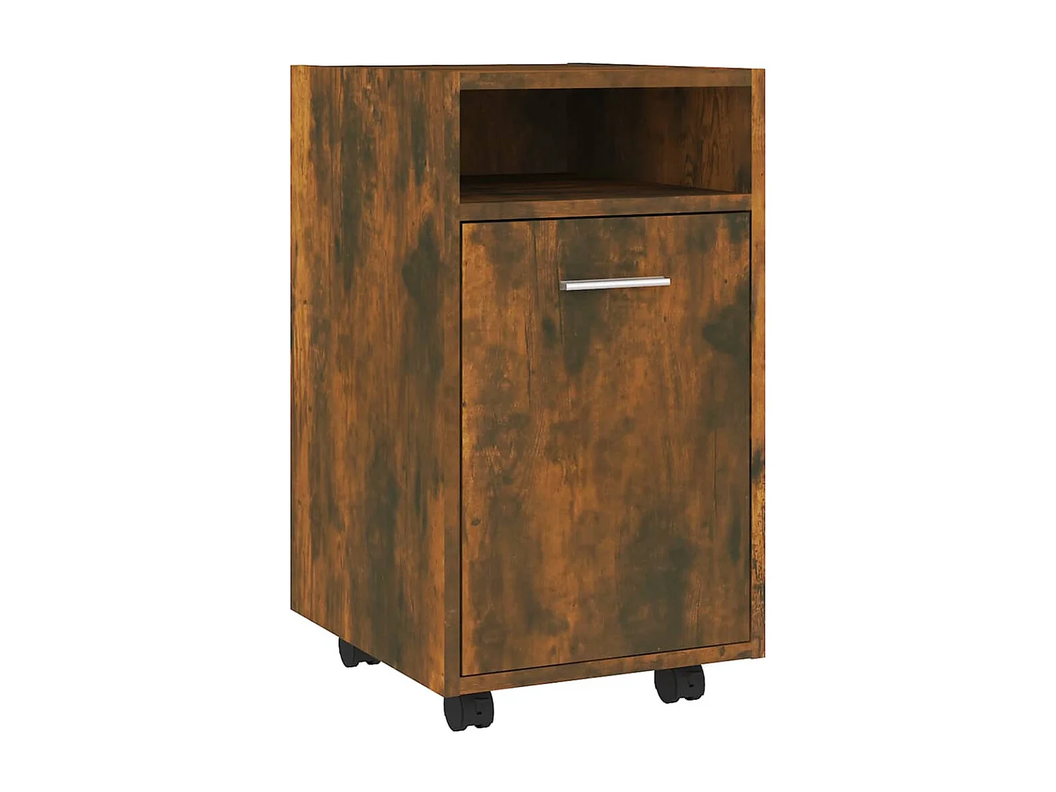Bijzetkast met wielen 33x38x60 cm bewerkt hout gerookt eiken