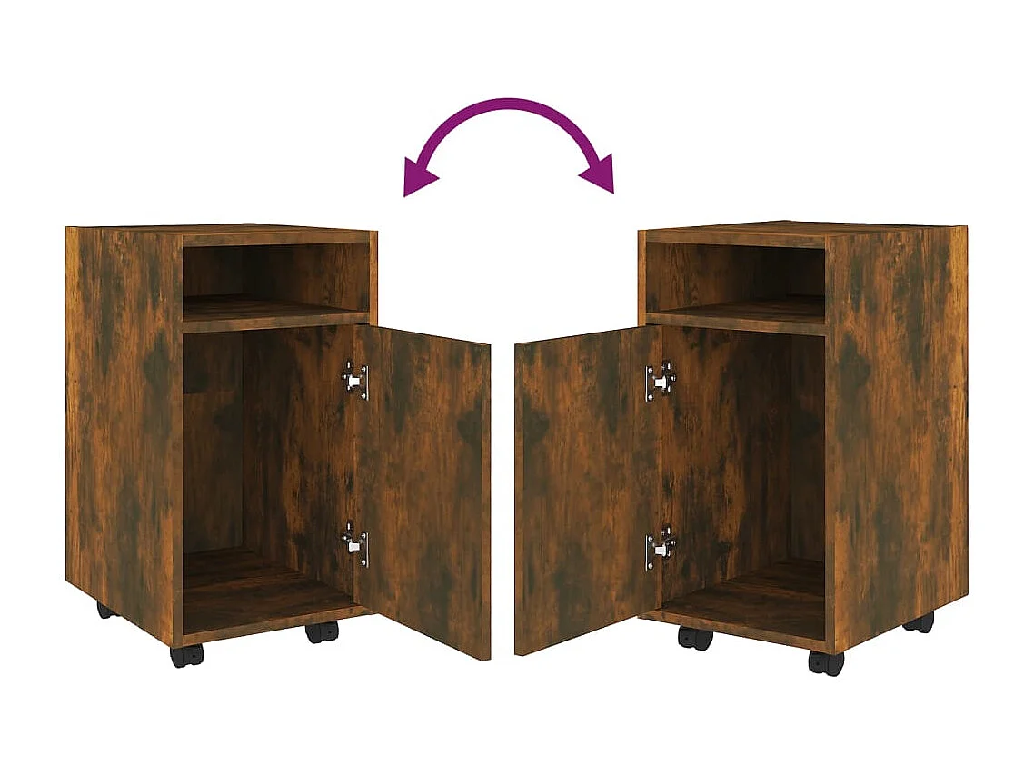 Bijzetkast met wielen 33x38x60 cm bewerkt hout gerookt eiken