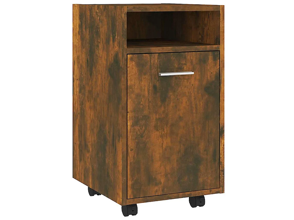Mobiletto con Ruote Rovere Fumo 33x38x60 cm Legno Multistrato