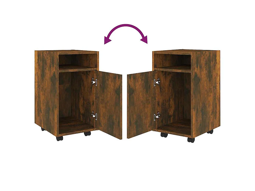 Mobiletto con Ruote Rovere Fumo 33x38x60 cm Legno Multistrato