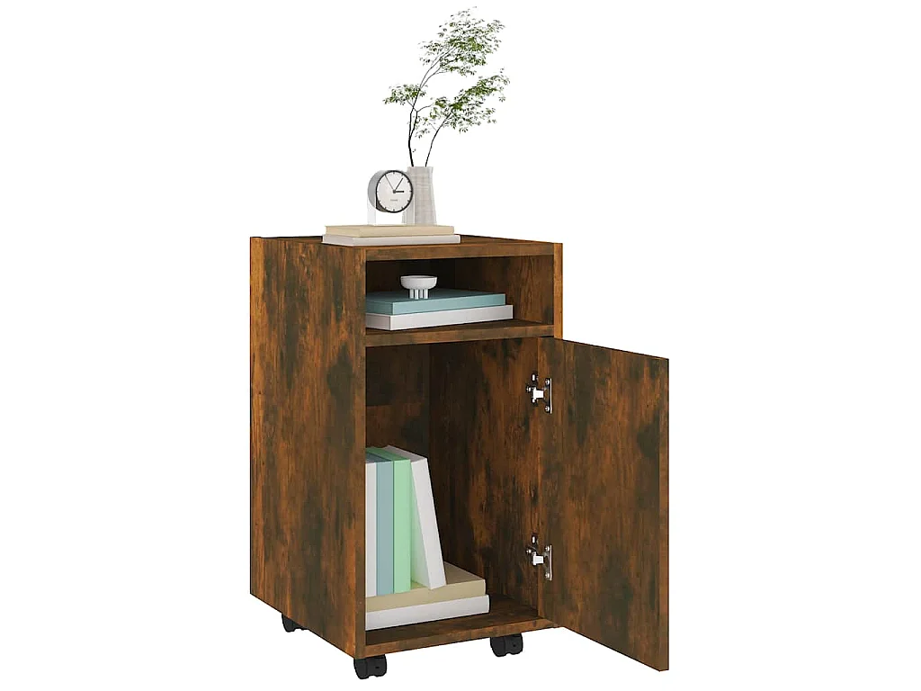 Mobiletto con Ruote Rovere Fumo 33x38x60 cm Legno Multistrato