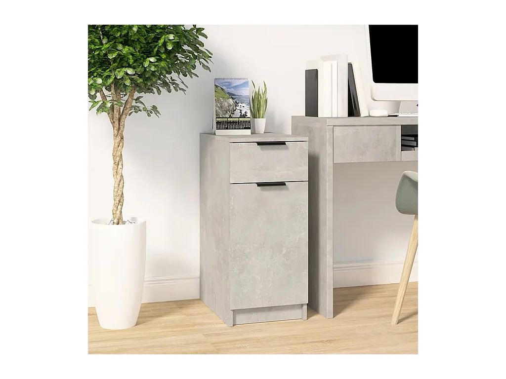 Armadietto da Scrivania Grigio Cemento 33,5x50x75 cm Legno