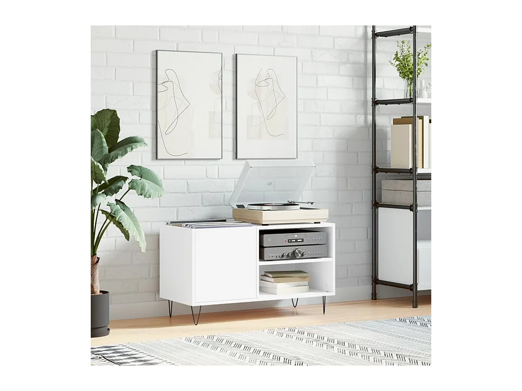 Armoire à disques blanc 85x38x48 cm bois d'ingénierie