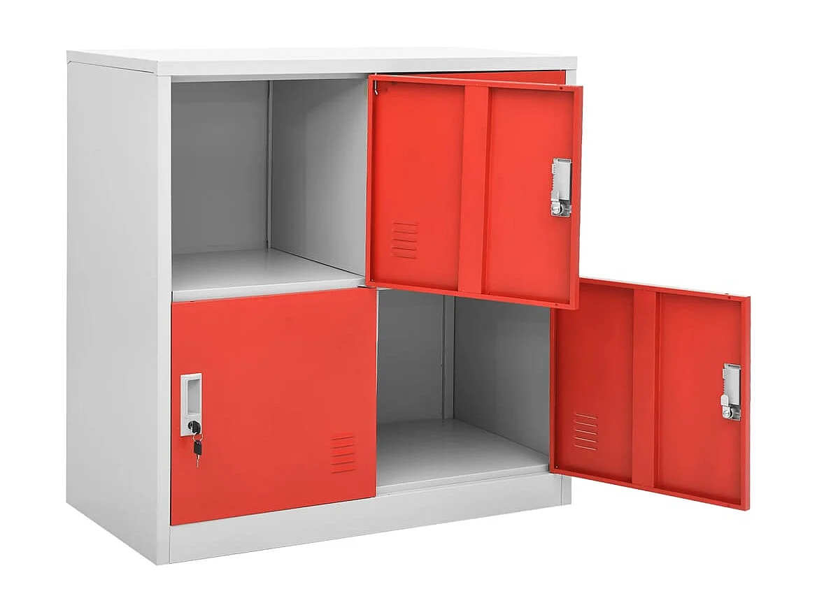 Schließfachschrank Hellgrau und Rot 90x45x92,5 cm Stahl