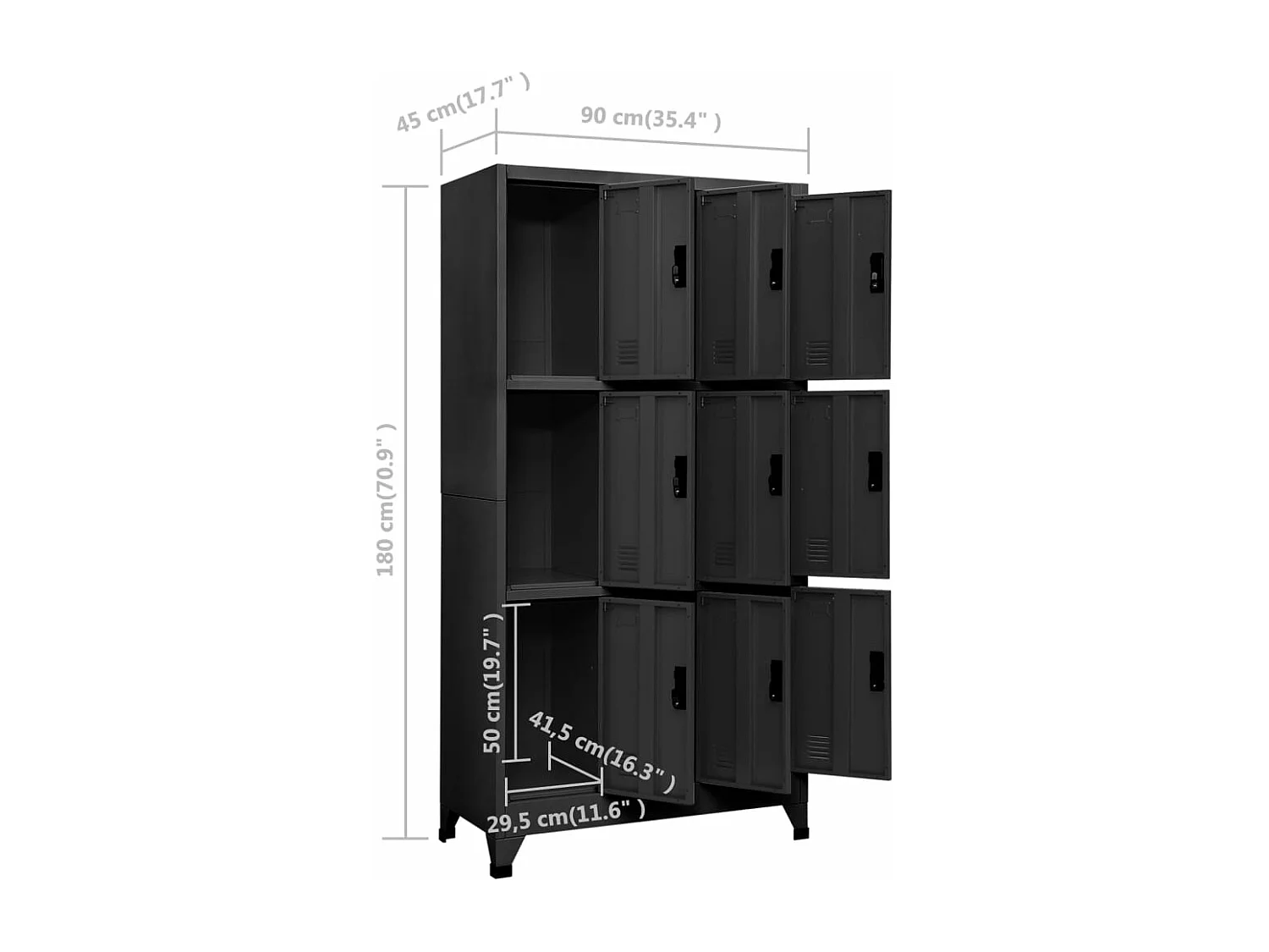 Armoire à casiers Anthracite 90x45x180 cm Acier