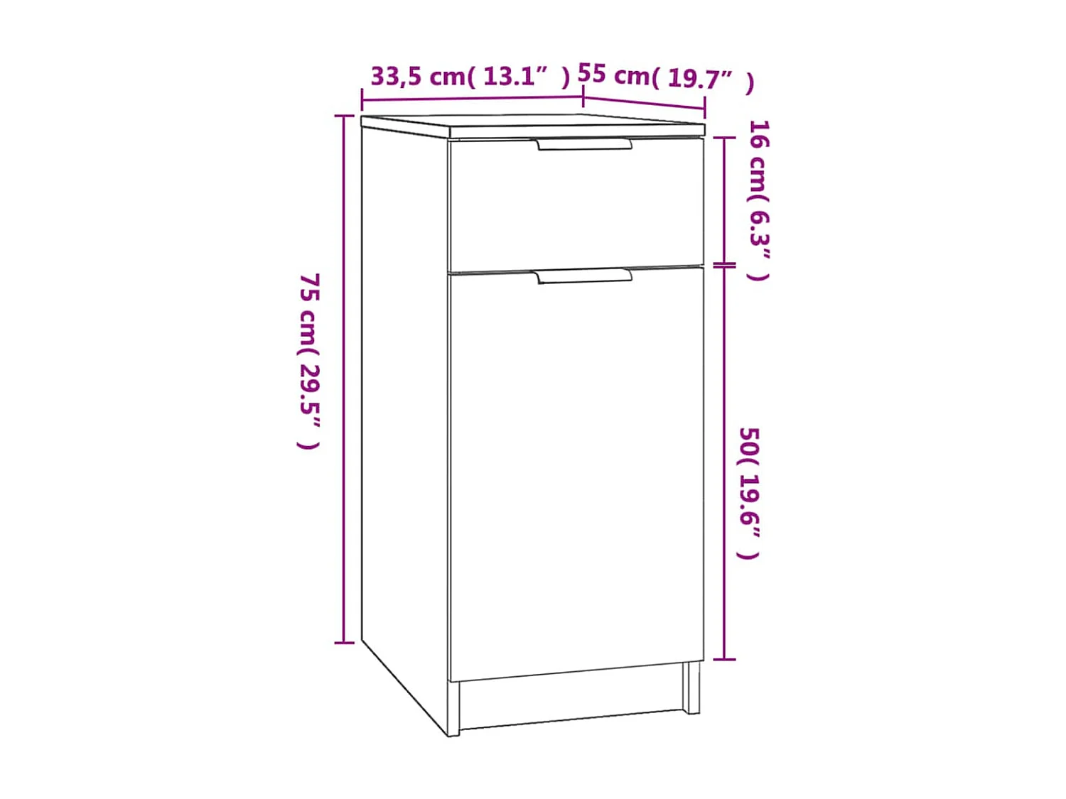 Armoire de bureau noir 33,5x50x75 cm bois d'ingénierie