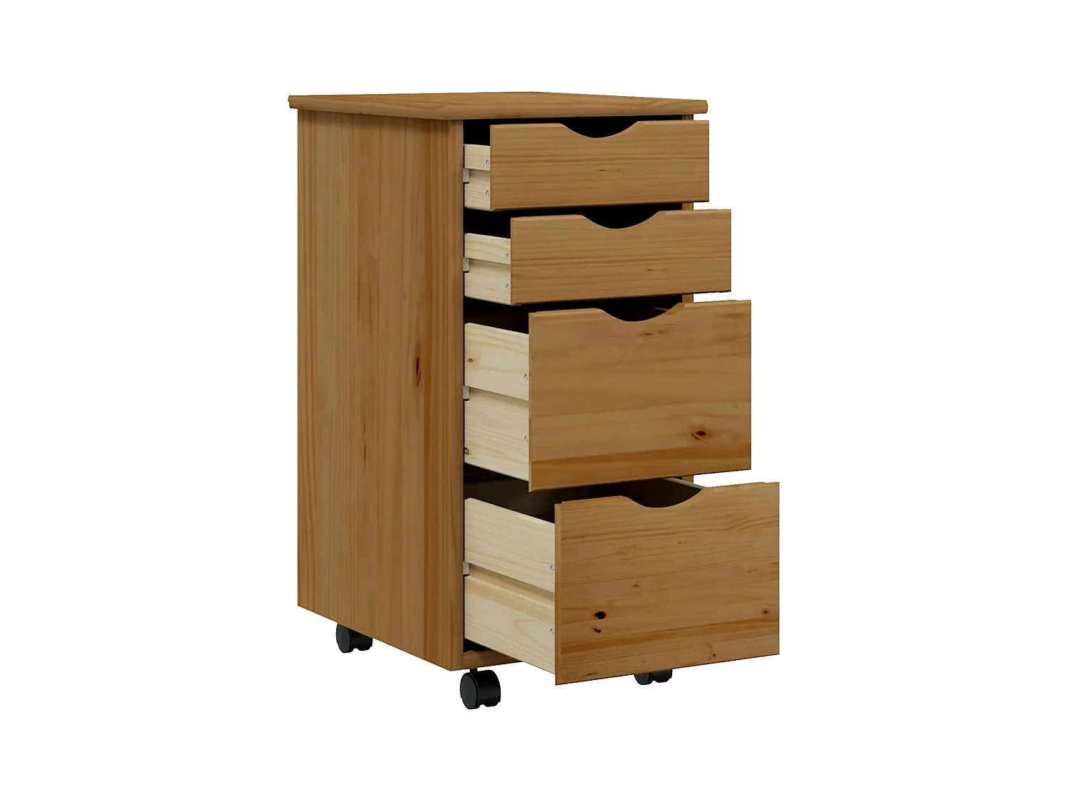 Cajonera con ruedas MOSS madera maciza pino marrón miel