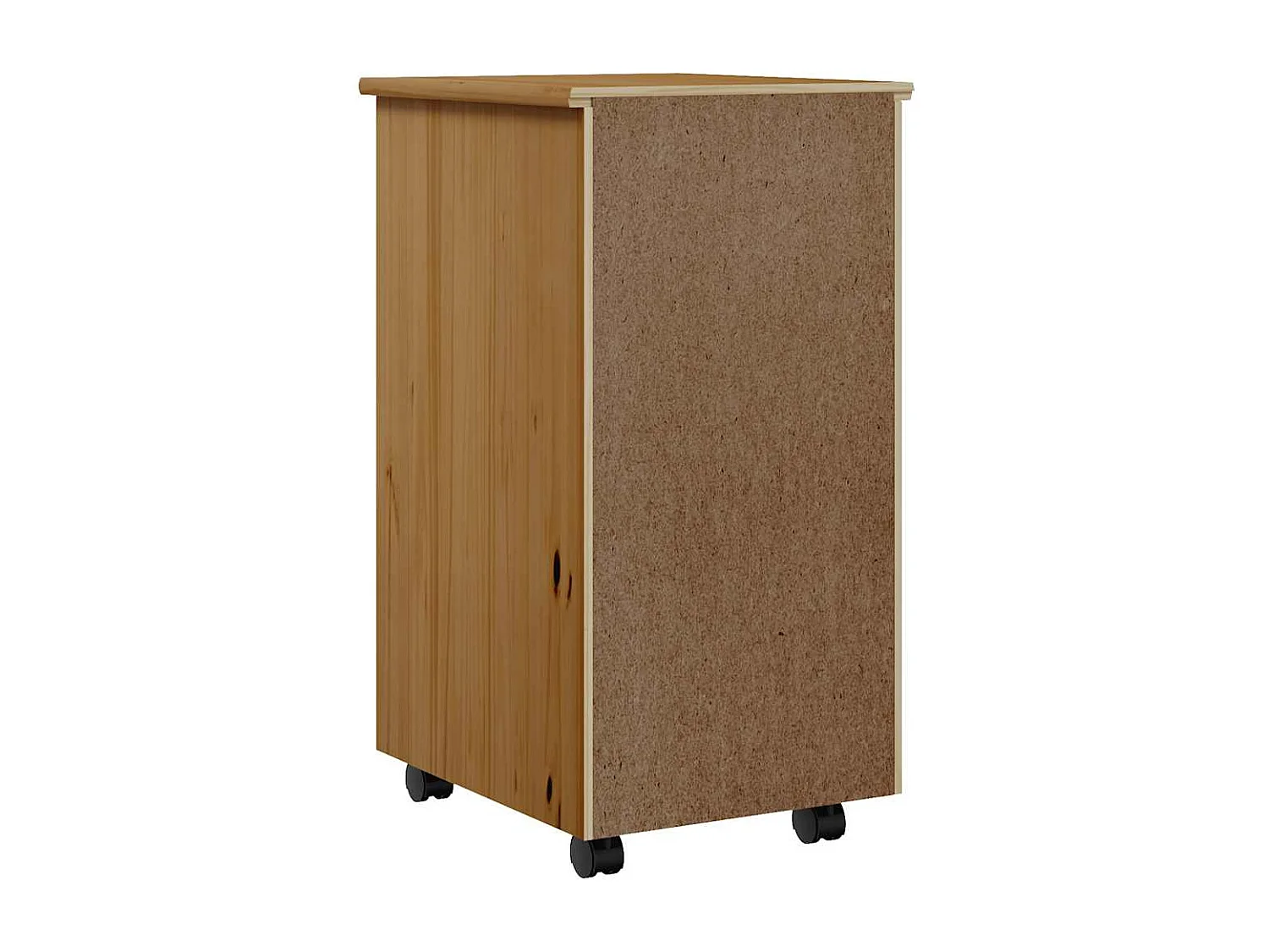 Armoire roulante avec tiroirs MOSS bois de pin marron miel