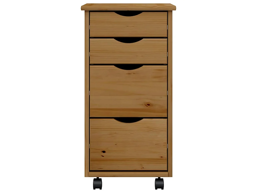 Ladekast MOSS verrijdbaar massief grenenhout honingbruin