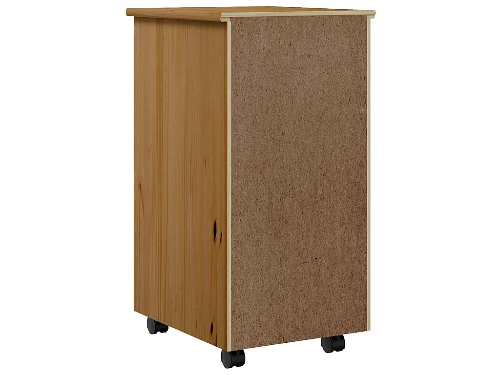 Armoire roulante avec tiroirs MOSS bois de pin marron miel