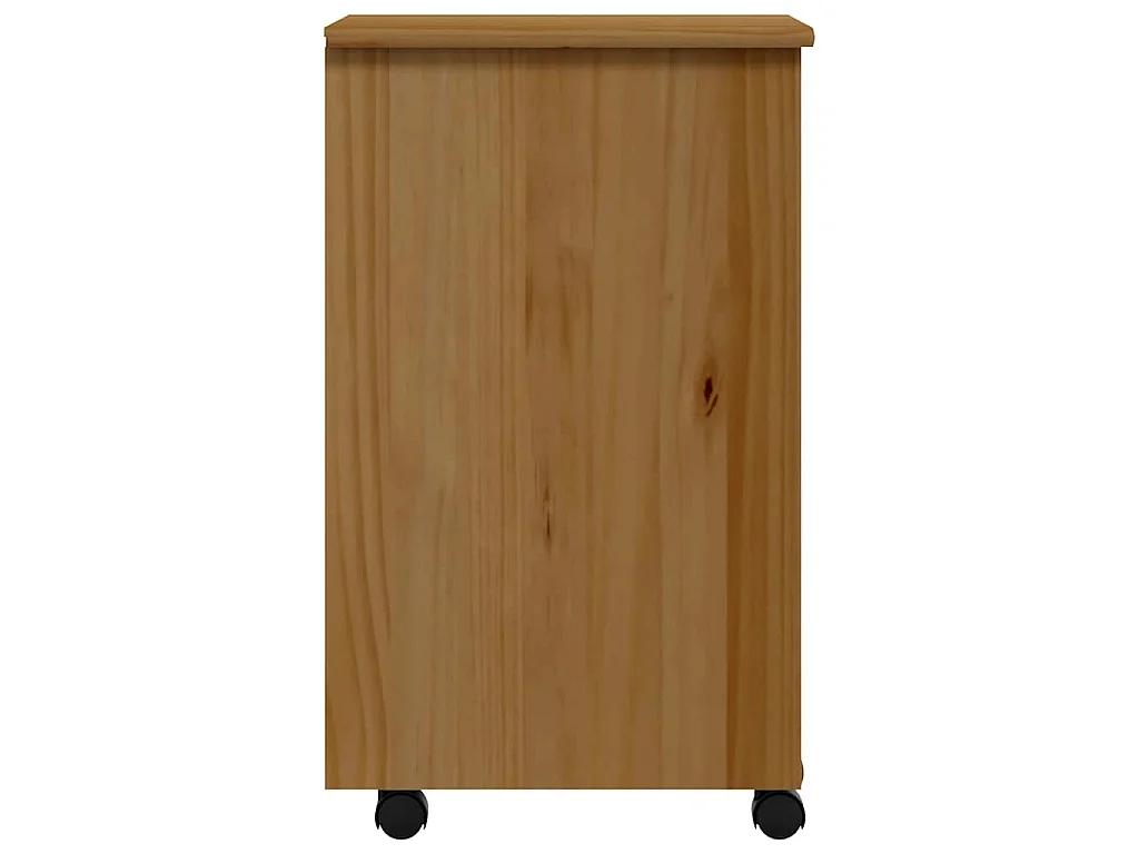 Armoire roulante avec tiroirs MOSS bois de pin marron miel