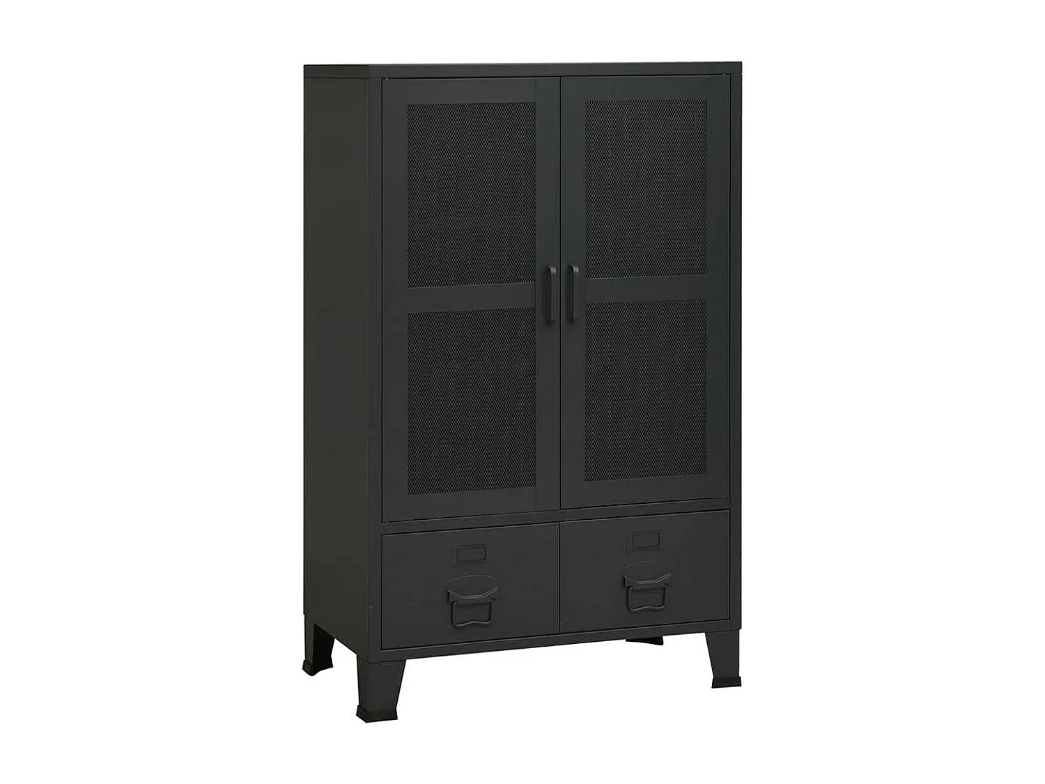 Coffre de rangement industriel Noir 70x40x115 cm Métal