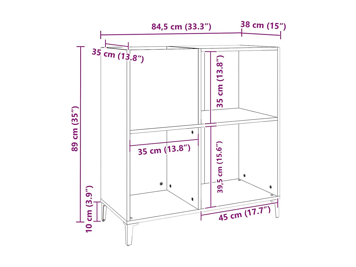 Mobile Porta Dischi Nero 84,5x38x89 cm in Legno Multistrato