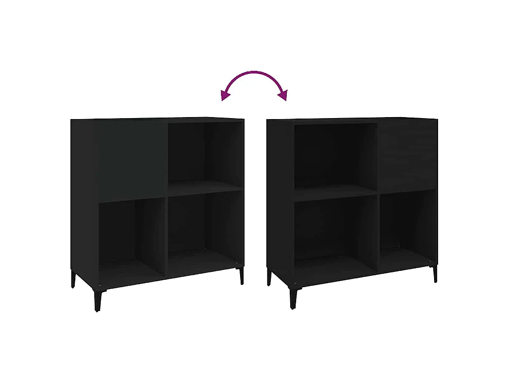 Mobile Porta Dischi Nero 84,5x38x89 cm in Legno Multistrato