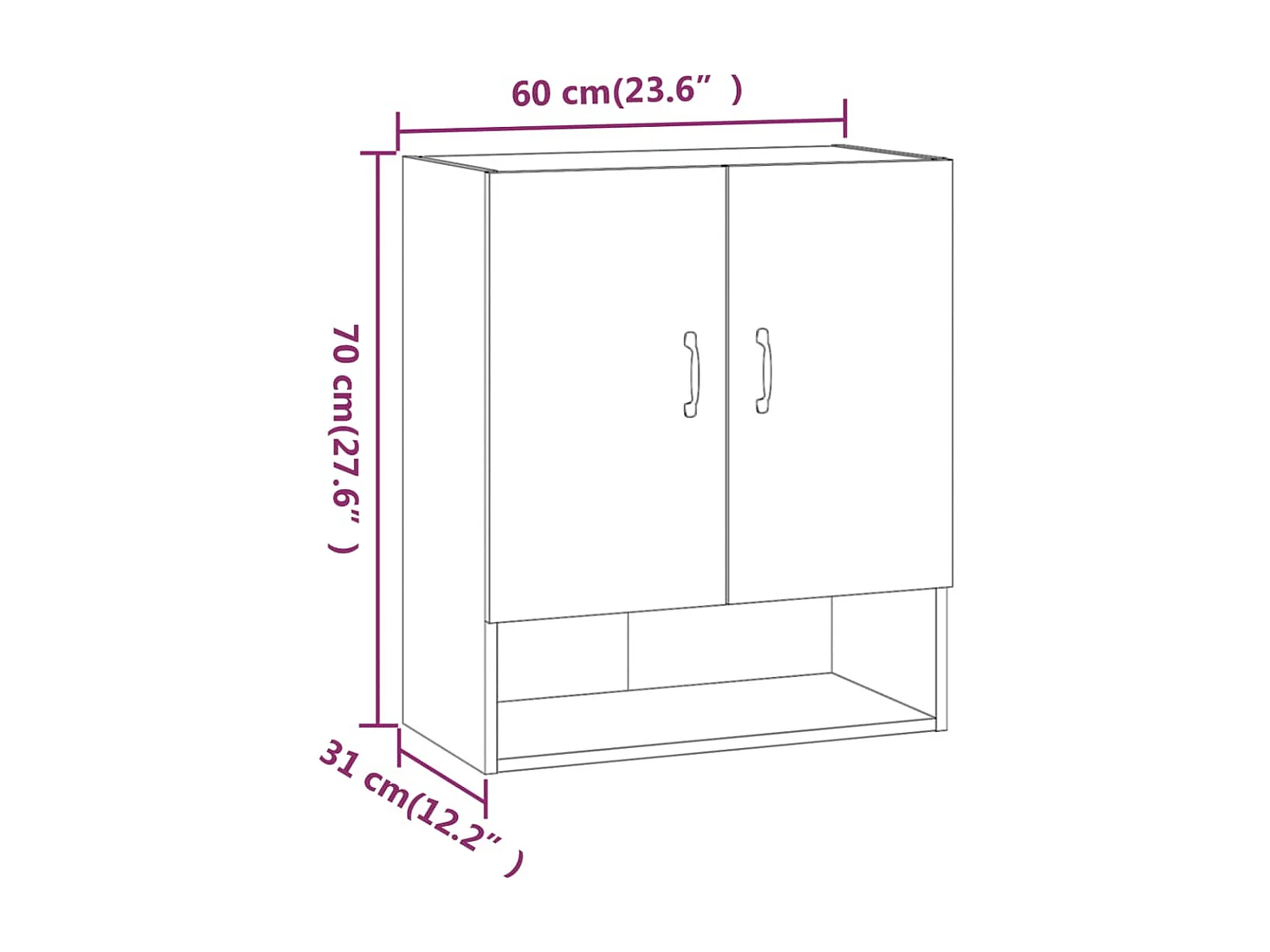 Armoire murale Gris béton 60x31x70 cm Bois d'ingénierie