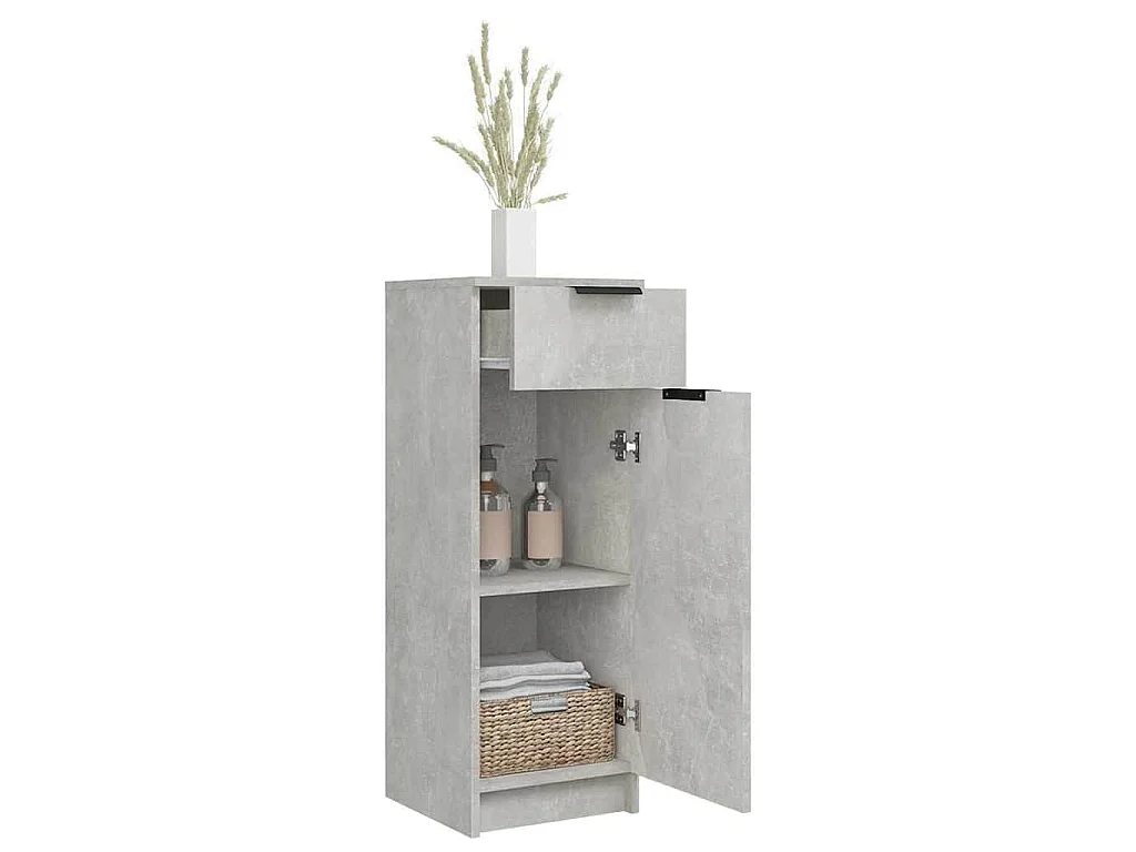 Badschrank Betongrau 32x34x90 cm Holzwerkstoff