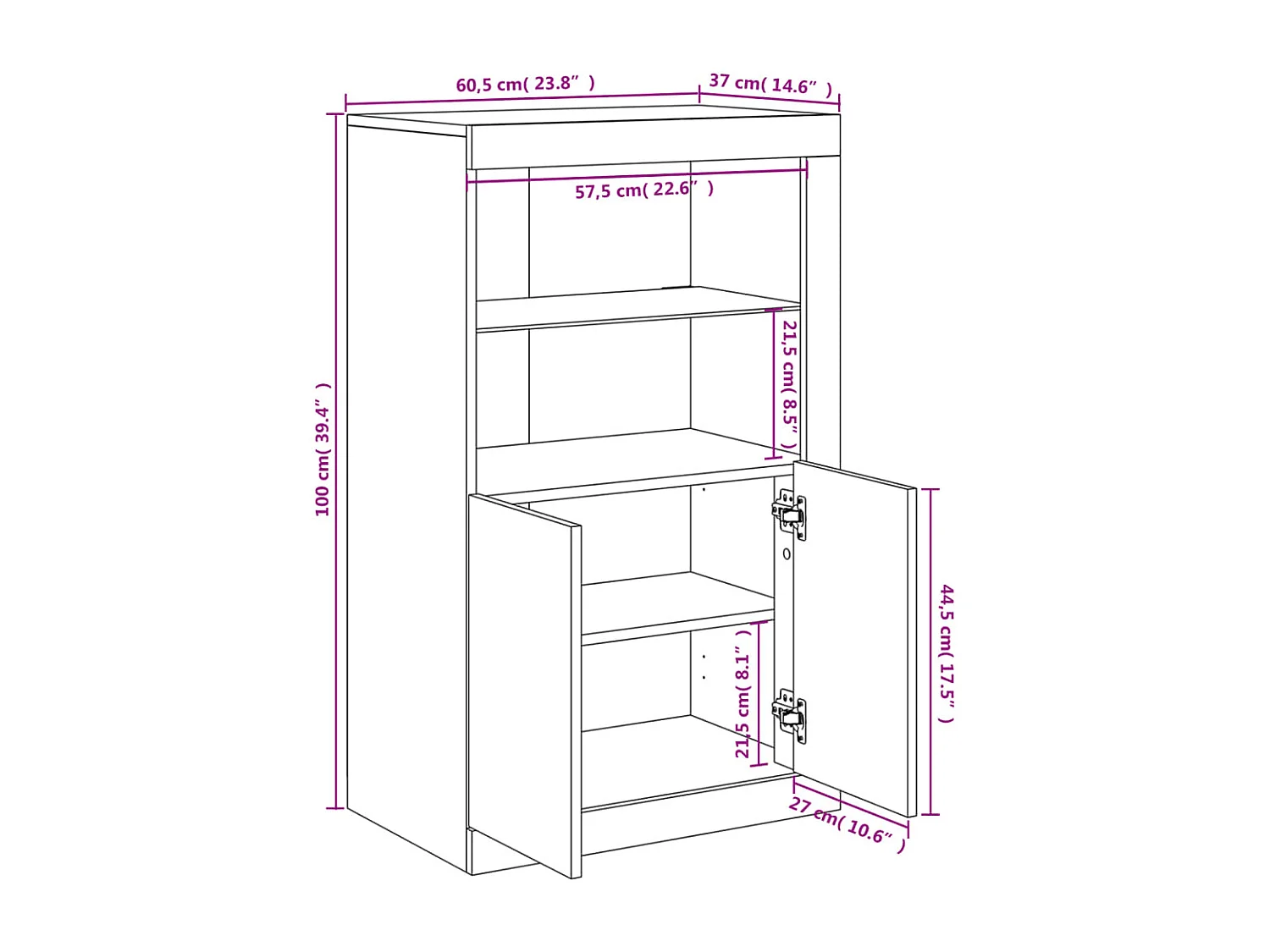 Beistellschrank mit LED-Leuchten Braun Eiche Holzwerkstoff