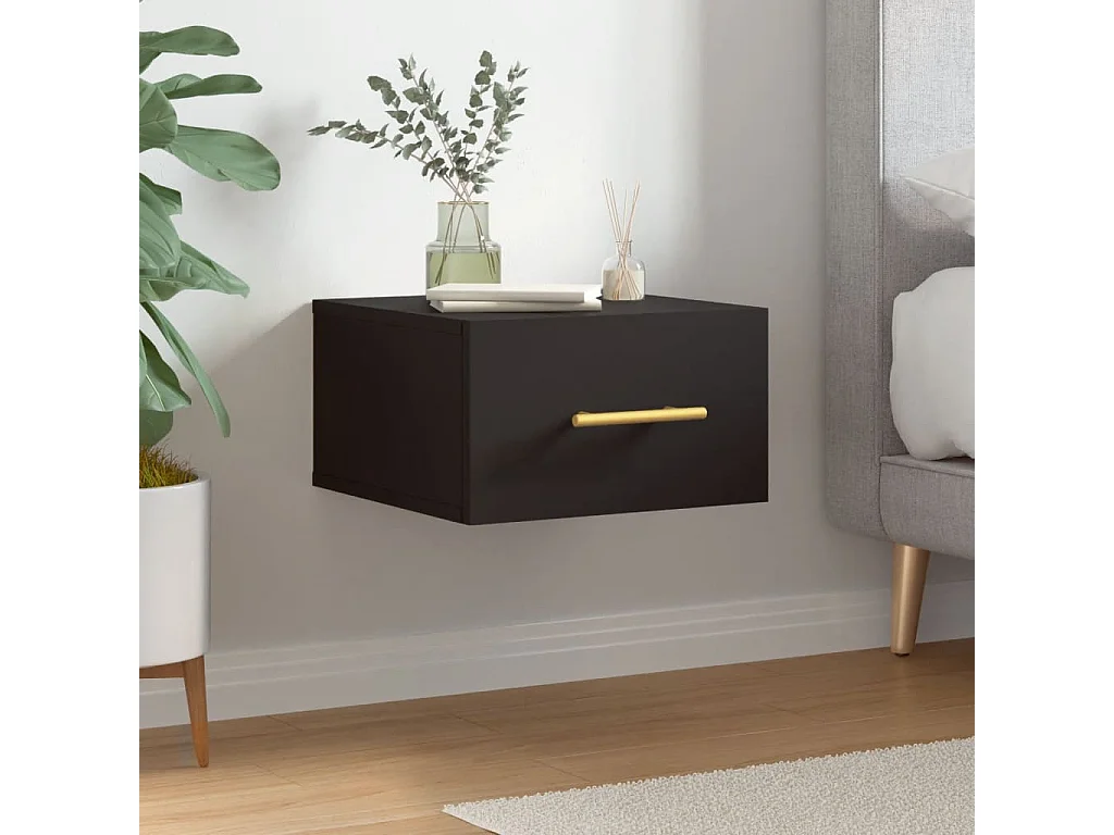 Table de chevet murale noir 35x35x20 cm