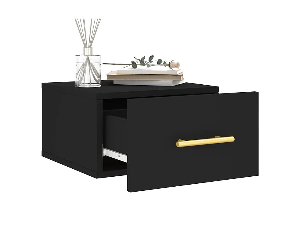 Table de chevet murale noir 35x35x20 cm