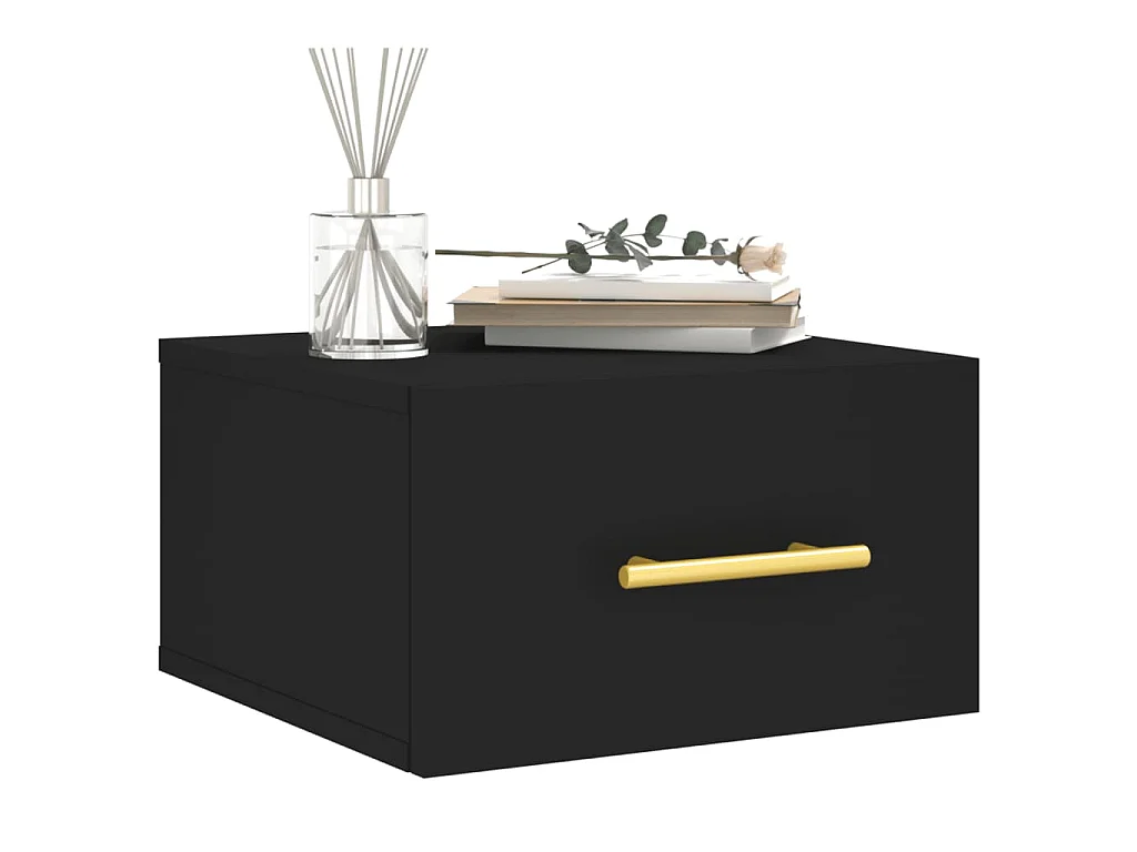Table de chevet murale noir 35x35x20 cm