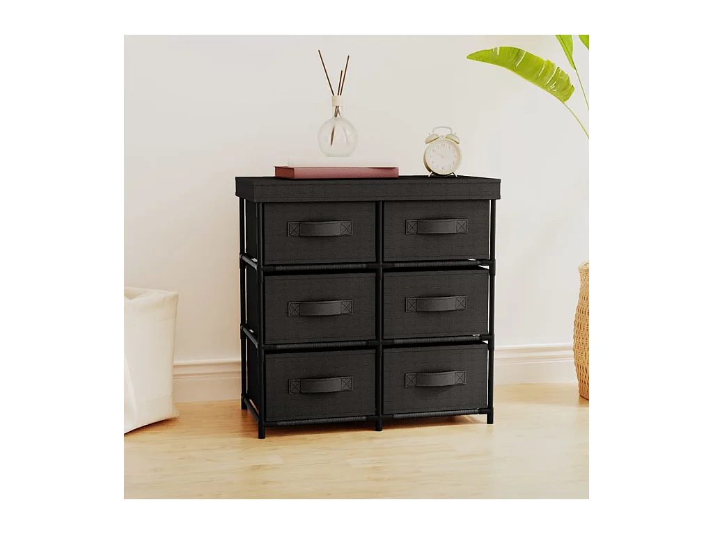 Opbergkast met 6 lades 55x29x55 cm staal zwart