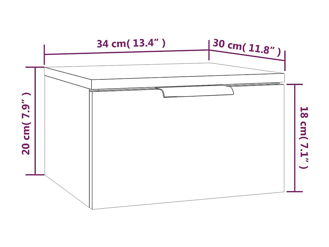 Table de chevet murale Chêne sonoma 34x30x20 cm